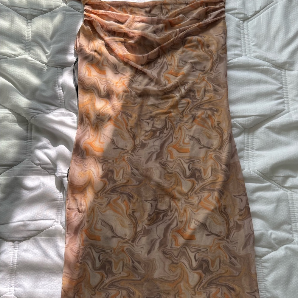 Forever 21 Swirl Print Mini Dress - Orange and Brown